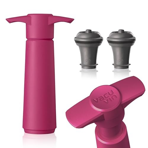 Vacu Vin Wine Saver Pump Pink with Vacuum Wine Stopper  Keep Your Wine Fresh for up to 10 Days  1 Pump 2 Stoppers  Reusable  Made in the Netherlands