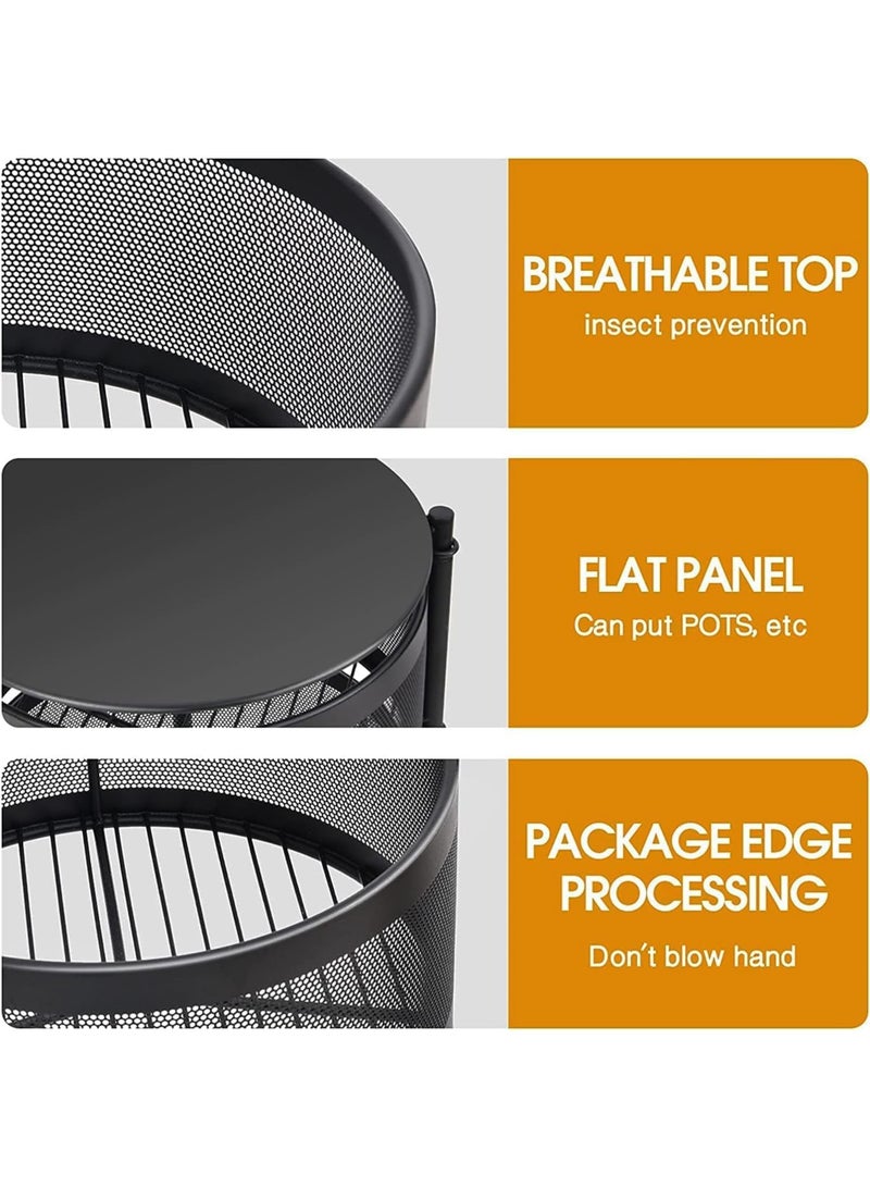 توشيونيكس رف تخزين دائري دوار بثلاث طبقات مع عجلات، مقاس 33.5×61 سم، رف منظم معدني مقاوم للصدأ، مناسب للمطبخ والحمام والمخزن والخضراوات والفواكه وأدوات النظافة - أسود (طراز T114621) - Image 2