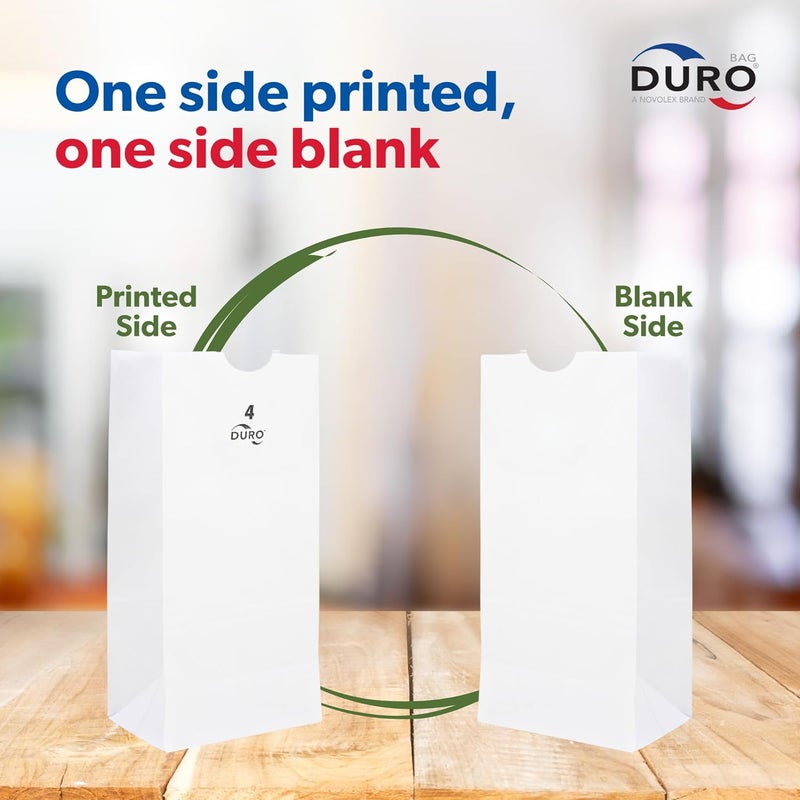 Duro 4# White Paper Bags 500-Count, White Paper Lunch Bags for Popcorn, Candy, Snacks & Treats, Bulk Disposable Lunch Sacks - 5.00 x3.12 x 9.75 Inches - Image 3