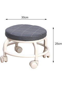 SEVIA SEVIA Heavy Duty Rolling Stool Low Stool Faux Leather Surface Sponge Filling Metal Legs 360 Universal Wheel Low Stool for Living RoomBedroomMakeup Room  - Image 2