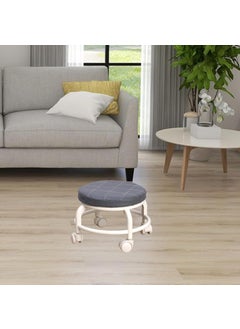 SEVIA SEVIA Heavy Duty Rolling Stool Low Stool Faux Leather Surface Sponge Filling Metal Legs 360 Universal Wheel Low Stool for Living RoomBedroomMakeup Room  - Image 5