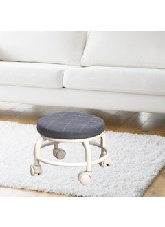 SEVIA SEVIA Heavy Duty Rolling Stool Low Stool Faux Leather Surface Sponge Filling Metal Legs 360 Universal Wheel Low Stool for Living RoomBedroomMakeup Room  - Image 3