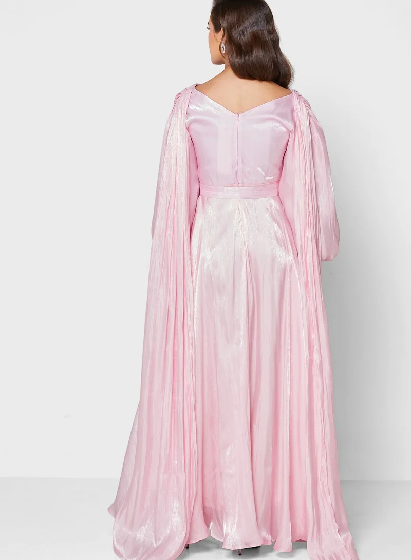 Khizana Pleated Water Fall Detail Dress