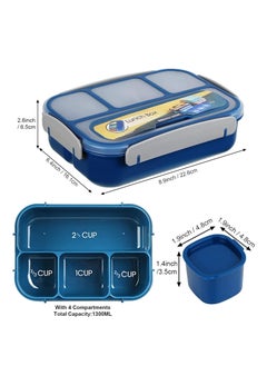 Adando Adando Lunch Box for Kids & Adults - 1300ml 4 Compartment Bento Box with Fork - Insulated Lunch Box Microwave & Freezer Safe & BPA  Free  -  Insulated Leak-Proof for Adults/Kids/Toddler/School - علبة الغداء للأطفال لانش بوكس للكبار  - Image 2
