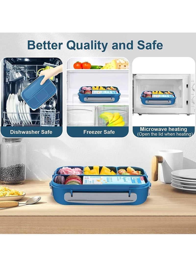 Adando Lunch Box for Kids & Adults - 1000ml 4 Compartment Bento Box with Fork - Insulated Lunch Box Microwave & Freezer Safe & BPA  Free  -  Insulated Leak-Proof for Adults/Kids/Toddler/School (Blue) - Image 3