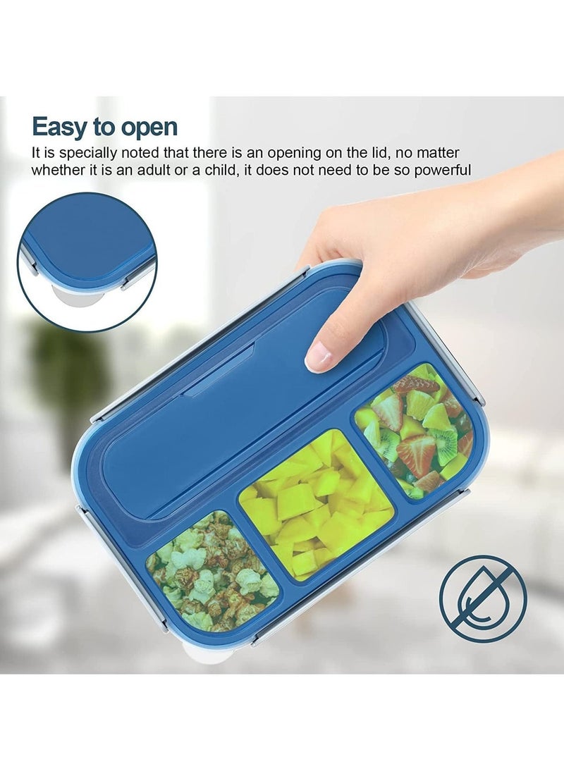 Adando Lunch Box for Kids & Adults - 1000ml 4 Compartment Bento Box with Fork - Insulated Lunch Box Microwave & Freezer Safe & BPA  Free  -  Insulated Leak-Proof for Adults/Kids/Toddler/School (Blue) - Image 4