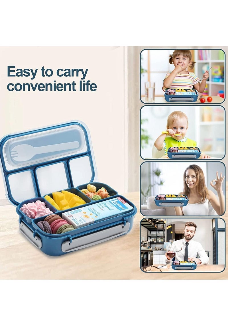 Adando Lunch Box for Kids & Adults - 1000ml 4 Compartment Bento Box with Fork - Insulated Lunch Box Microwave & Freezer Safe & BPA  Free  -  Insulated Leak-Proof for Adults/Kids/Toddler/School (Blue) - Image 5