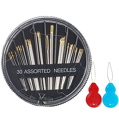 Eketirry Premium Hand Sewing Needles，30-Count Assorted Needles for Sewing Repair, 6 Different Sizes Sewing Needles with 2 Threaders (Black,1) - Image 1