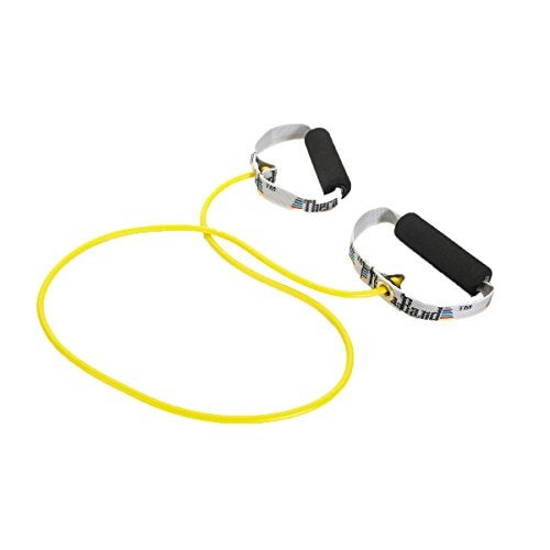 THERABAND Resistance Tubing with Soft Handles Yellow Light Level 48 Latex Stretch Resistance Bands for Exercise Professional Workout Bands for Upper Lower Body ColorCoded Levels - Image 1