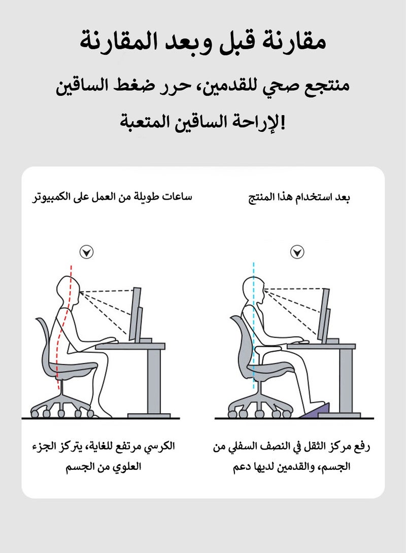 مسند للقدمين تحت المكتب في العمل مسند للقدمين قابل للتعديل مع مسند للقدمين تحت المكتب في العمل مزود بملمس تدليك وبكرة كرسي مريح للقدمين مع 6 ارتفاعات للمنزل، المكتب، المكتب، المدرسة أسود - Image 2