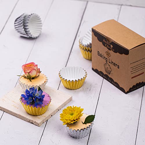 Bake Choice Non-Stick 400pcs Gold Mini Cupcake Liners for baking, Mini Size Foil muffin liners Cupcake Wrappers, Christmas Cupcake Liners for Christmas Decorations - Image 5