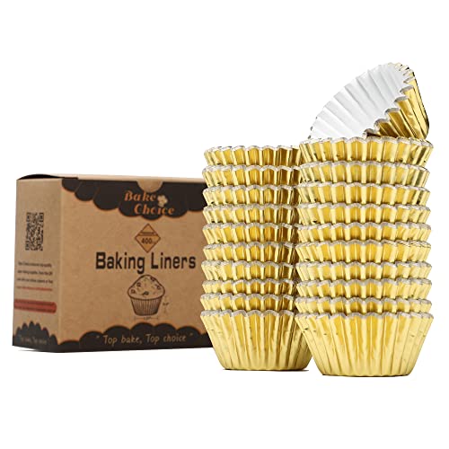 Bake Choice Non-Stick 400pcs Gold Mini Cupcake Liners for baking, Mini Size Foil muffin liners Cupcake Wrappers, Christmas Cupcake Liners for Christmas Decorations - Image 3
