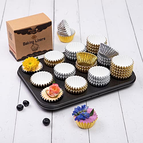 Bake Choice Non-Stick 400pcs Gold Mini Cupcake Liners for baking, Mini Size Foil muffin liners Cupcake Wrappers, Christmas Cupcake Liners for Christmas Decorations - Image 4