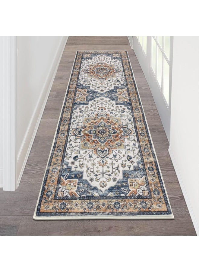 Bohemian Vintage Rug|Non-Slip Hallway & Living Room Carpet | Anti-Wear Bedside Rug with Stain-Resistant Polyester | Easy Clean Home Decor Floor Mat - Image 4