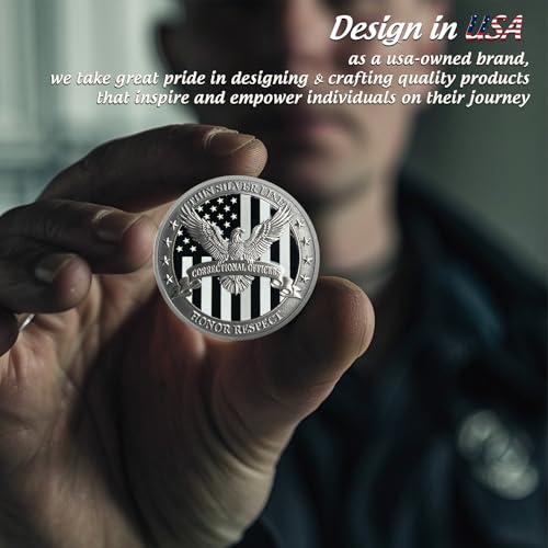 IELCJJ 10PCS Eagle Thin Silver Line Challenge Coin - Correctional Officer Prison Police Thin Gray Line Token Medallions - Thank You Law Enforcement Corrections Officer Gifts - Honor US Correctional Officers - Image 4
