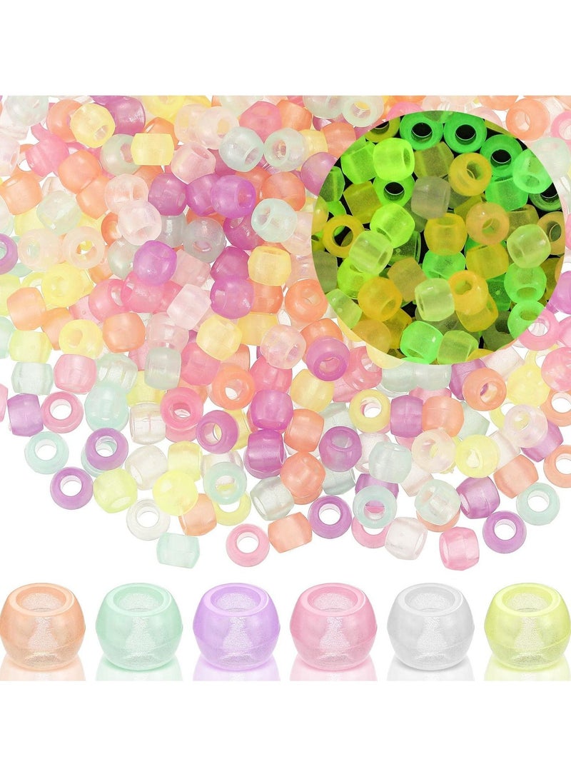 Y&D Pony Beads Glow In The Dark Beads, Plastic Hair DIY Glow-In-The-Dark Bracelet Artificial Fluorescent for Jewelry Making Bracelets Necklaces Children Toys, Etc. (600 Pieces)  - Image 1
