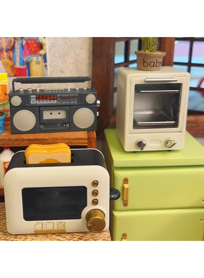 Bluejw Net Red Stall Project Real Cooking Mini Kitchenette Real Cooking Full Set Of Electrical Appliances Refrigerator TV Oven Cart Model - Image 5