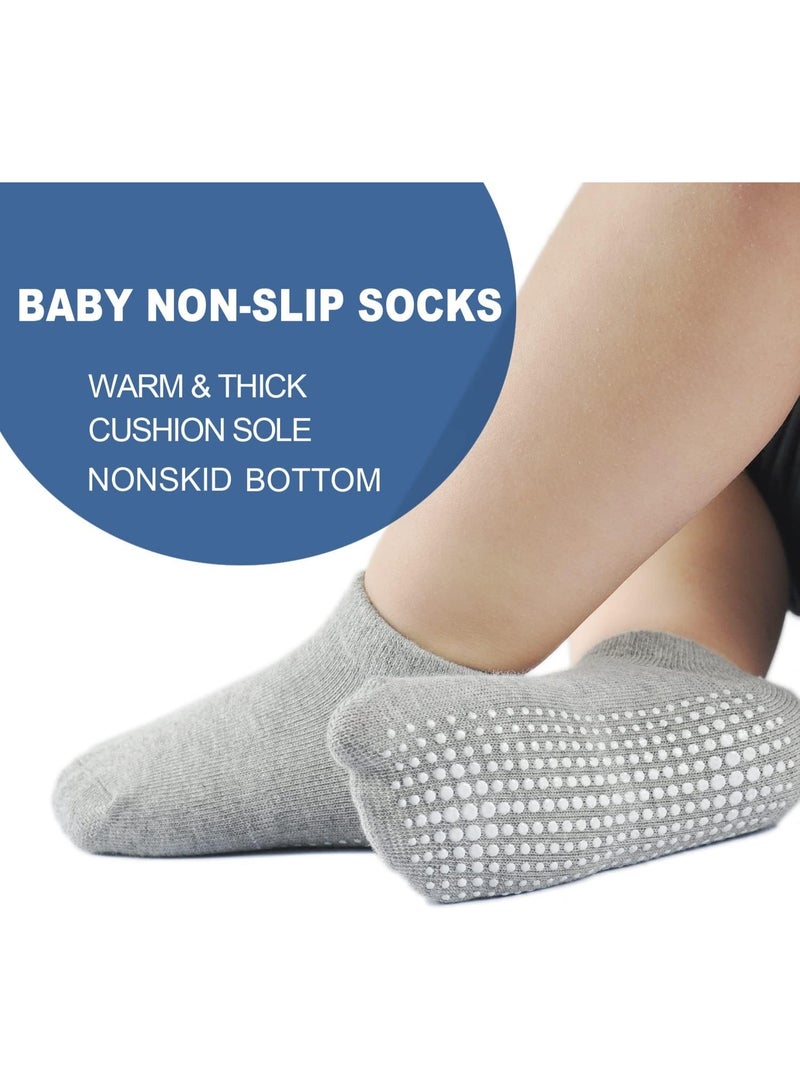 Y&D 6 Pairs Non Slip Grip Ankle Boys and Girls Socks with Non Skid for Babies Toddlers and Kids Back to School, Breathable Low Cut Anti Skid Socks for Kids - Image 2
