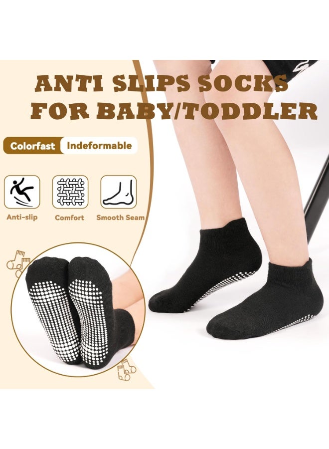 Y&D 6 Pairs Non Slip Grip Ankle Boys and Girls Socks with Non Skid for Babies Toddlers and Kids Back to School, Breathable Low Cut Anti Skid Socks for Kids - Image 3