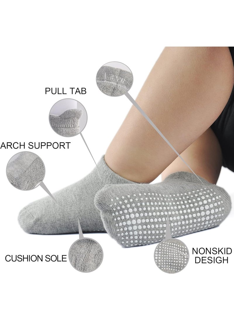 Y&D 6 Pairs Non Slip Grip Ankle Boys and Girls Socks with Non Skid for Babies Toddlers and Kids Back to School, Breathable Low Cut Anti Skid Socks for Kids - Image 4