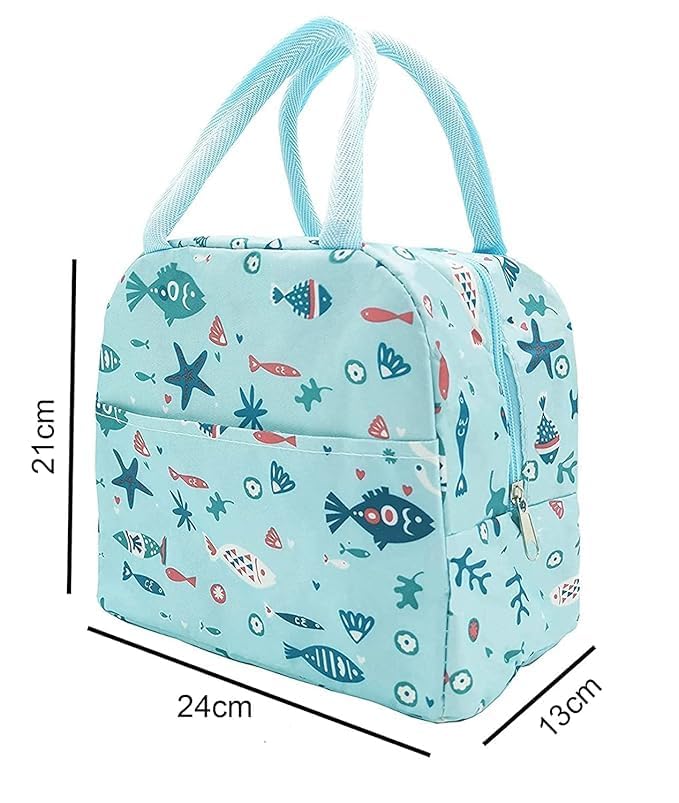 SLAYNE Lunch Bags for Office Women Men Insulated Lunch Bag for Kids Tiffin Bag for Organizer Storage Lunch Box Portable and Reusable Blue Fish Nylon - Image 4