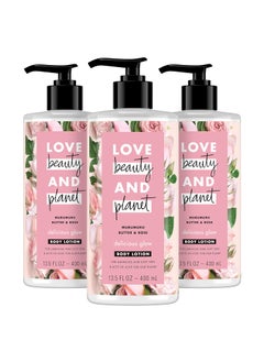 love beauty and planet Love Beauty and Planet Delicious Glow Body Lotion for Soft, Glowing Skin Murumuru Butter & Rose Natural Ingredients, Plant-Based Moisturizers, Vegan, Cruelty-Free, 13.5 Ounce (Pack of 3) 