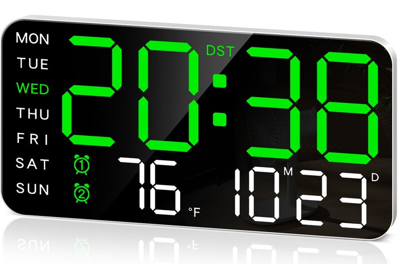 MASHI 8.4''Large Digital Wall Clock, Led Alarm Clock with Big Digits, Date, Temperature, DST, Modern Decor Design for Desk,5-Level Brightness for Room, Bedroom, Gift, Yougster and Elderly - Image 1