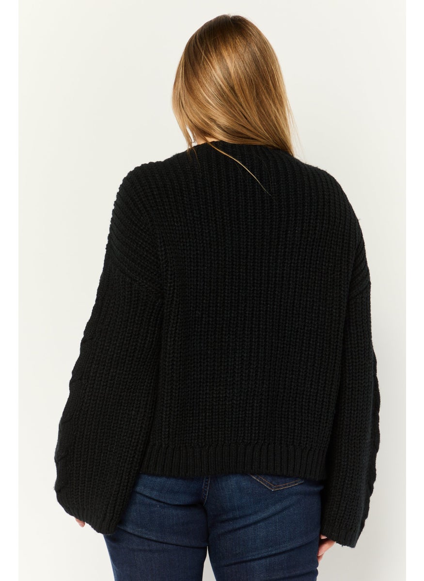 DKNY Women Boat Neck Knitted Sweater, Black  - Image 3