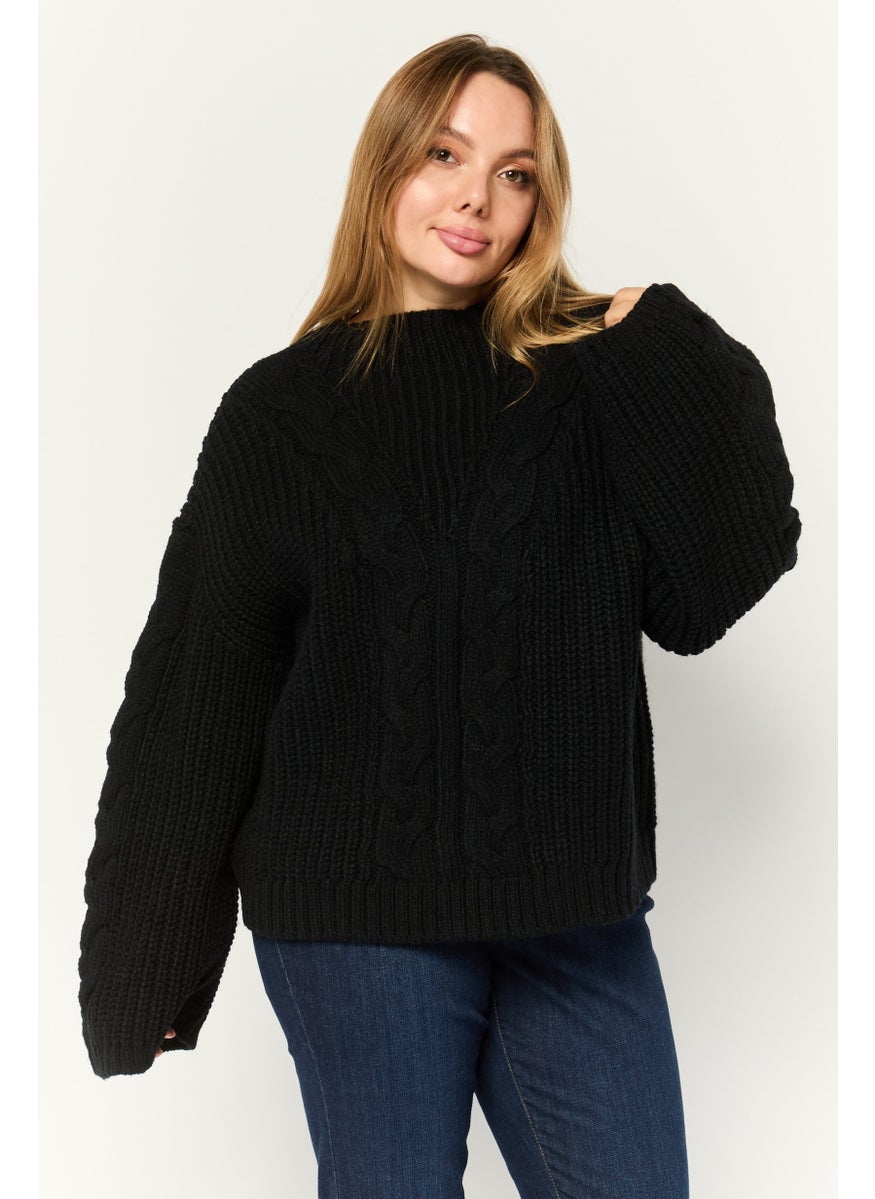 DKNY Women Boat Neck Knitted Sweater, Black  - Image 1