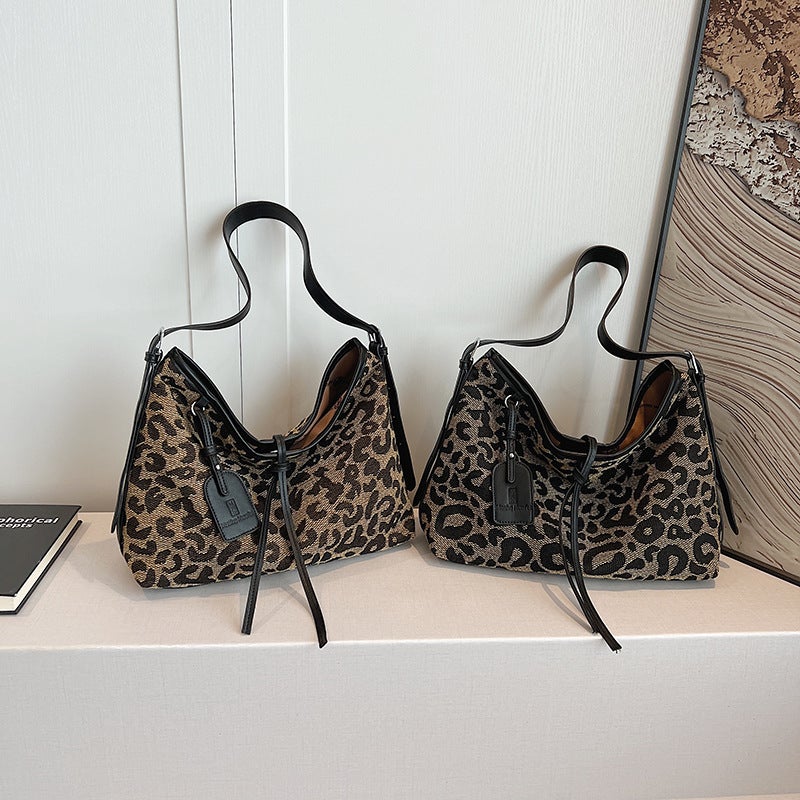 Niche Design Leopard Underarm Tote Bag Women'S Simple Retro Shoulder Crossbody Bag Casual Handbag - Image 4