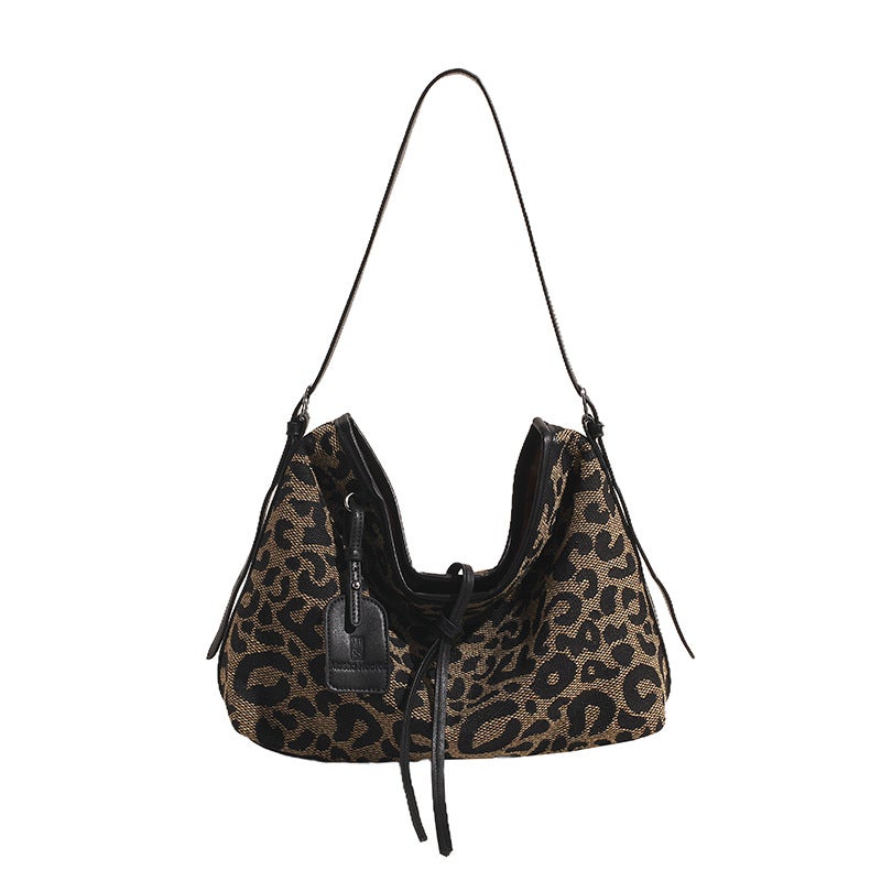 Niche Design Leopard Underarm Tote Bag Women'S Simple Retro Shoulder Crossbody Bag Casual Handbag - Image 1