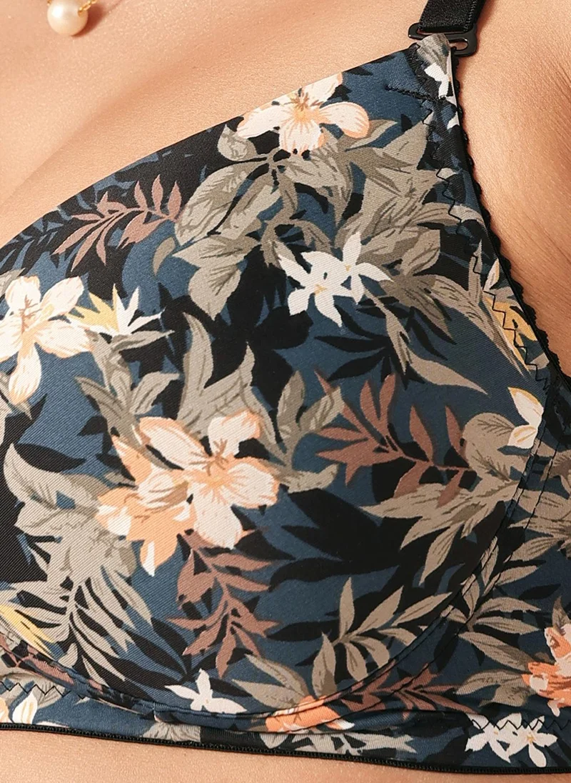 Clovia Multi Clovia Padded Non-Wired Full Coverage Floral Print Multiway T-shirt Bra in Multicolour for Women | Best Price UAE