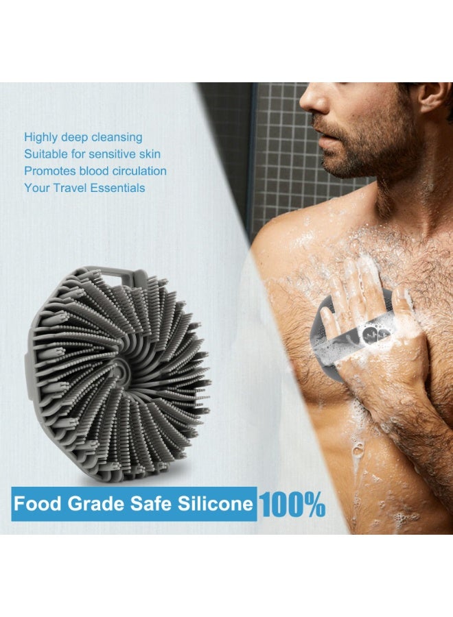 NXT Silicone Body Scrubber，Exfoliating Body Scrubbers for use in Shower,Silicone Body Brush for Showering and Anti-Slippery Handles for All Skin Types(Grey) - Image 3