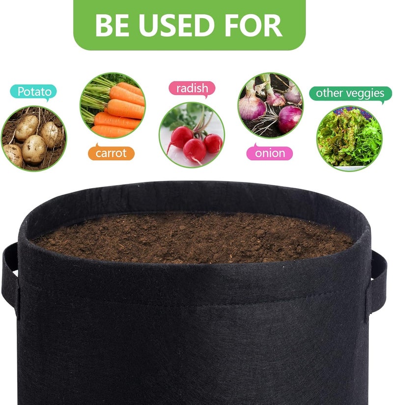 Homyhoo 4 Pack Potato Growing Bag with Flap 10 Gallon Planter Pots with Handles and Harvest Window for Potato Tomato and Vegetables, Black Green Orange and Beige - Image 5