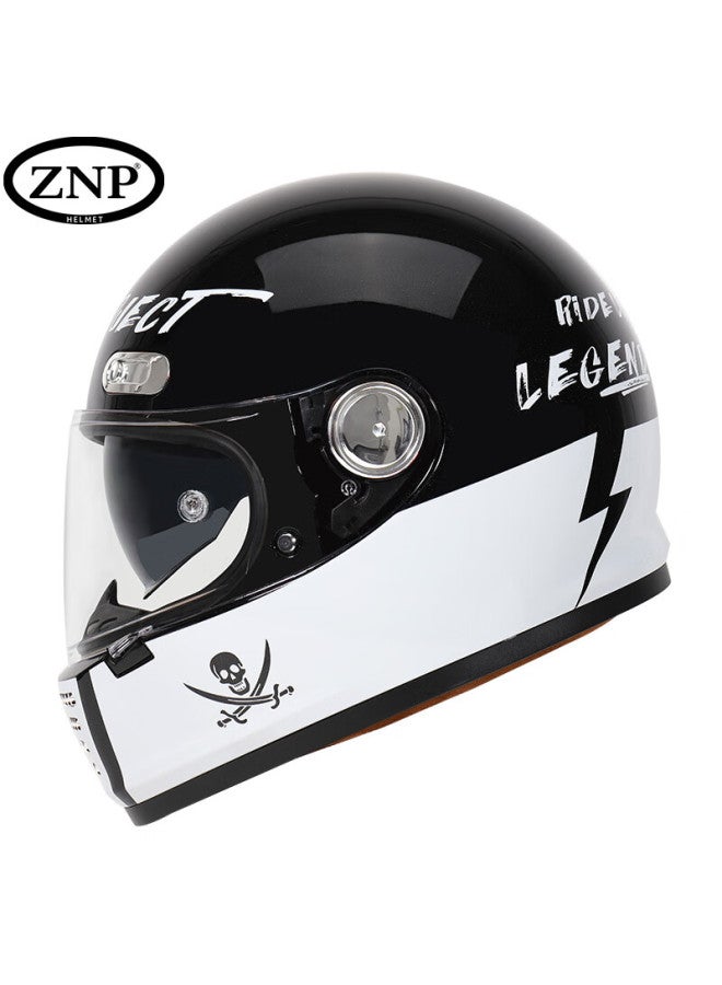 Znp Am912 Black And White Pirate XL 3c Certified Professional Retro Motorcycle Electric Helmet Uni All-season - Image 2