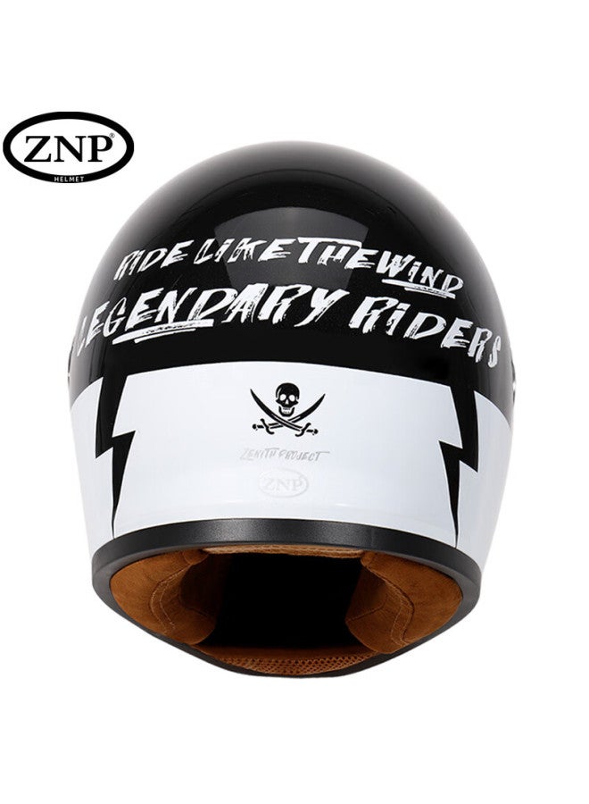 Znp Am912 Black And White Pirate XL 3c Certified Professional Retro Motorcycle Electric Helmet Uni All-season - Image 4