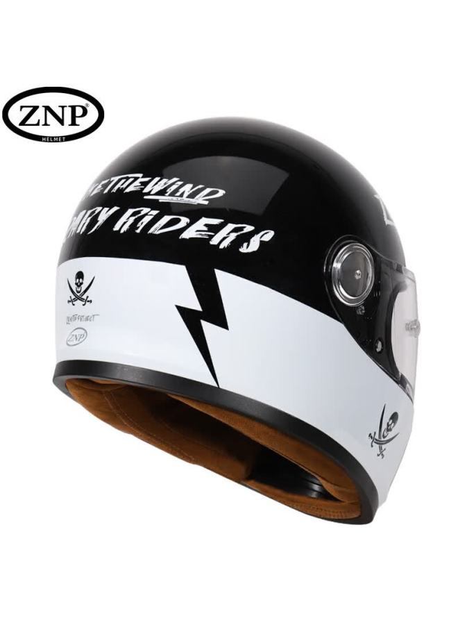 Znp Am912 Black And White Pirate XL 3c Certified Professional Retro Motorcycle Electric Helmet Uni All-season - Image 3