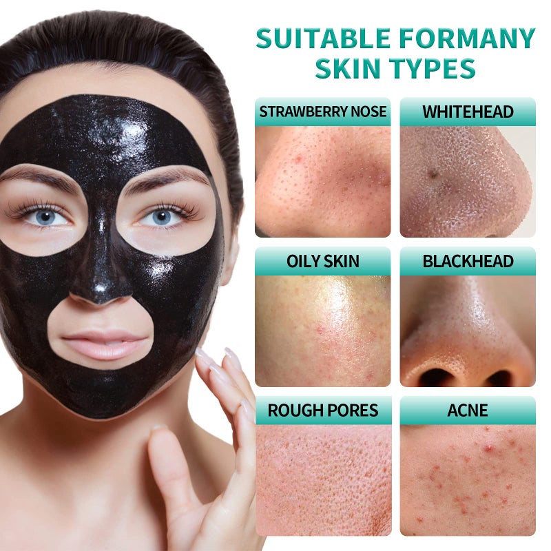 YAFUSIPE Peel Off Face Mask Blackhead Whiteheads Remover Masks Activated Charcoal Black Mask Purifying Peeling Facial Mask for Nose Pores Removal Cleansing Acne with Brush and Pimple Extractor Tools - Image 3