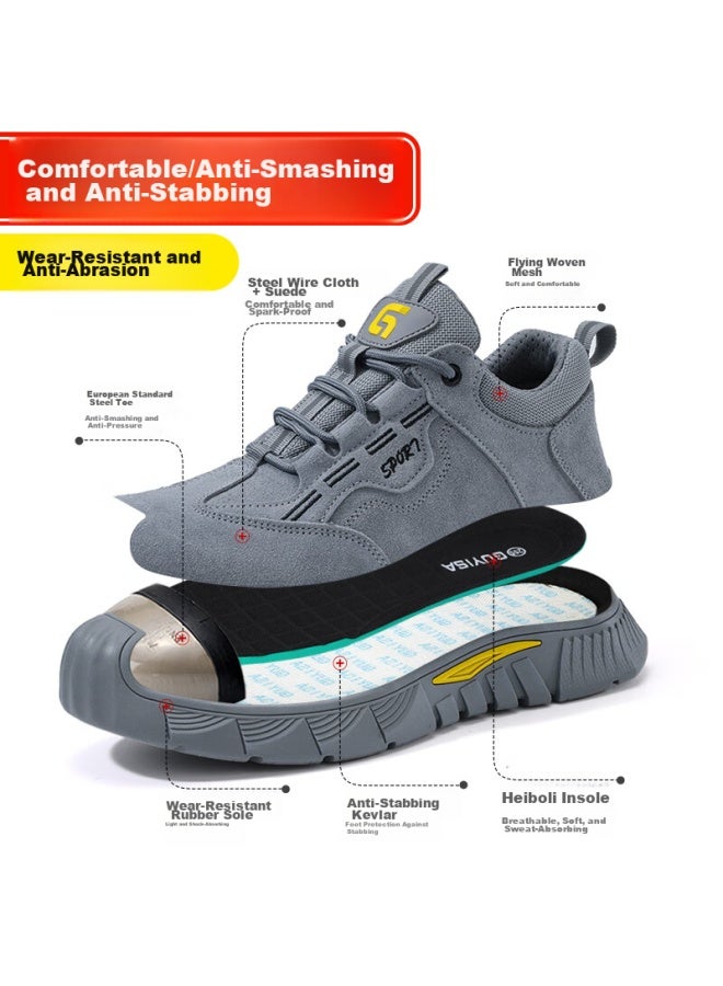 JUNBU Safety Shoes For Men With Steel Toe Cap, Anti-Smashing, Anti-Puncture, Wear-Resistant, Lightweight, Comfortable, Work Safety Construction Site Functional Shoes 0266 Size 41 - Image 5