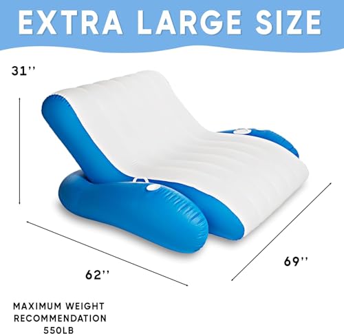 ZONETECH Inflatable Pool Recliner Luxury Float - High & Dry Duo Float, Cup Holders & Handles, Heavy-Duty Lounge for Lake Float, River Raft, Beach Chair-Perfect Lounger Gift, Pool Deals - Image 2