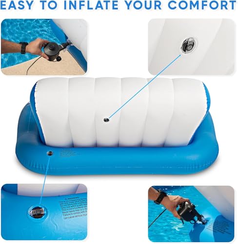 ZONETECH Inflatable Pool Recliner Luxury Float - High & Dry Duo Float, Cup Holders & Handles, Heavy-Duty Lounge for Lake Float, River Raft, Beach Chair-Perfect Lounger Gift, Pool Deals - Image 4