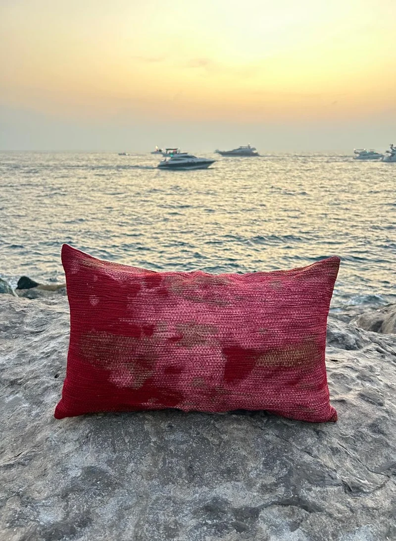 Tohfa Luxe Crimson Silk Cushion with Filler