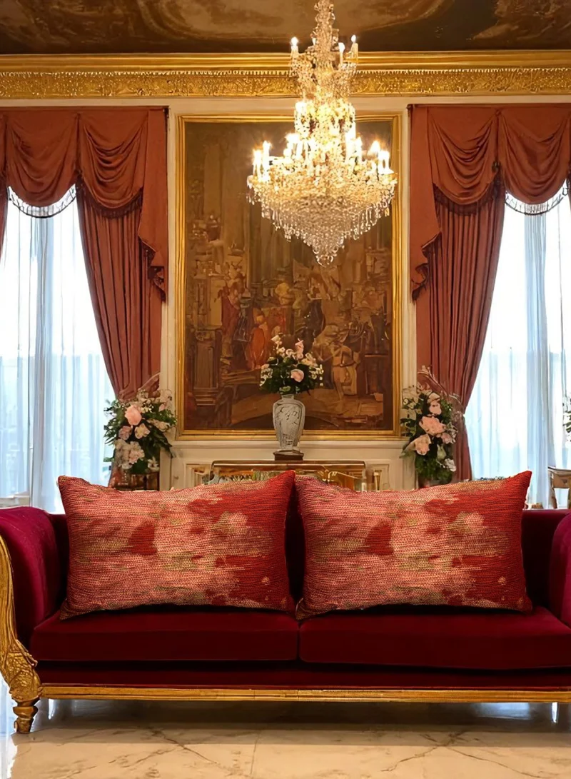 Tohfa Luxe Crimson Silk Cushion with Filler