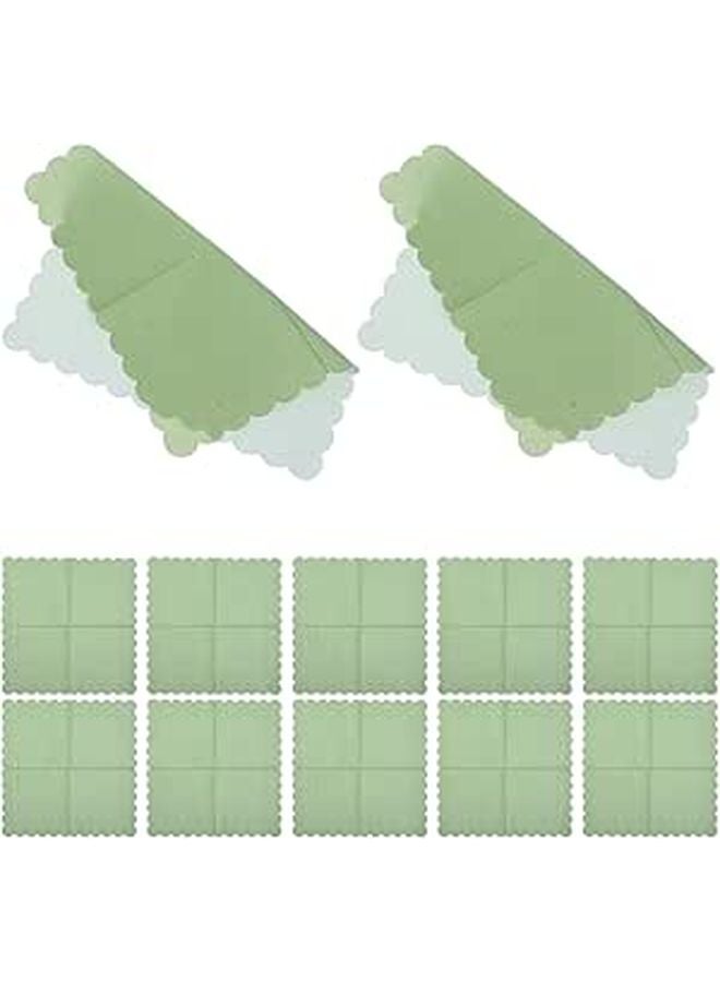 Light Green Double Layer Embossed Disposable Dinner Napkins Scalloped Edge 100 Pack For Wedding Birthday Party - Image 1