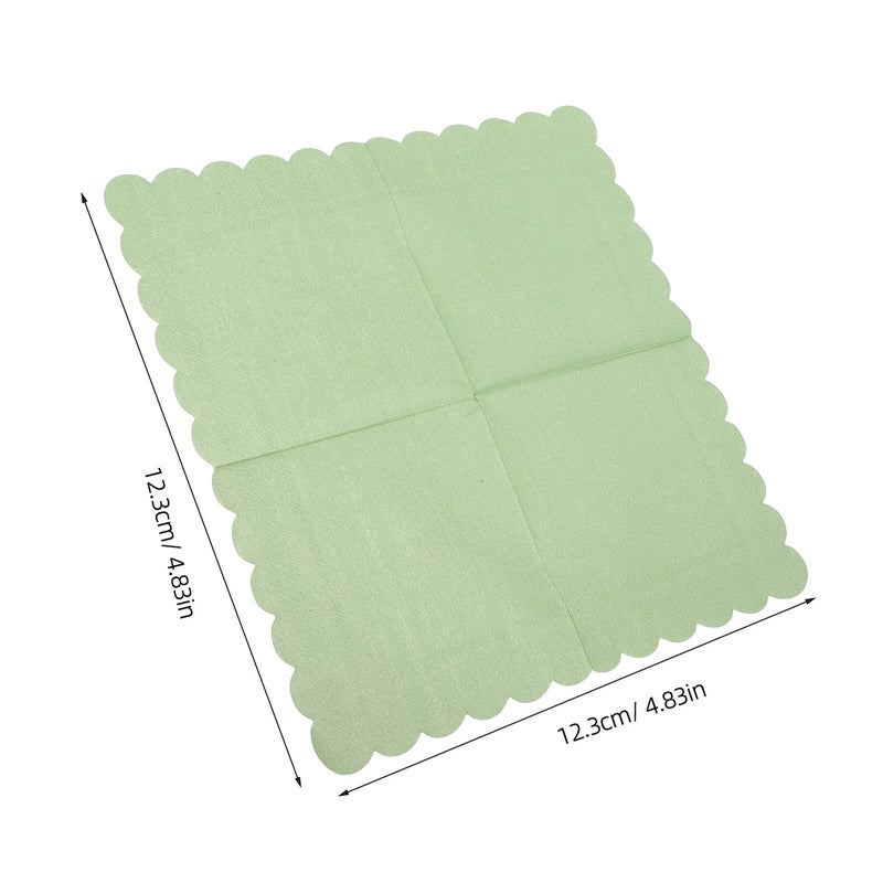 Light Green Double Layer Embossed Disposable Dinner Napkins Scalloped Edge 100 Pack For Wedding Birthday Party - Image 3
