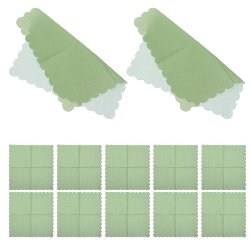 Light Green Double Layer Embossed Disposable Dinner Napkins Scalloped Edge 100 Pack For Wedding Birthday Party - Image 2