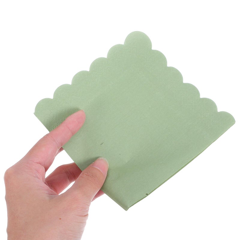 Light Green Double Layer Embossed Disposable Dinner Napkins Scalloped Edge 100 Pack For Wedding Birthday Party - Image 4
