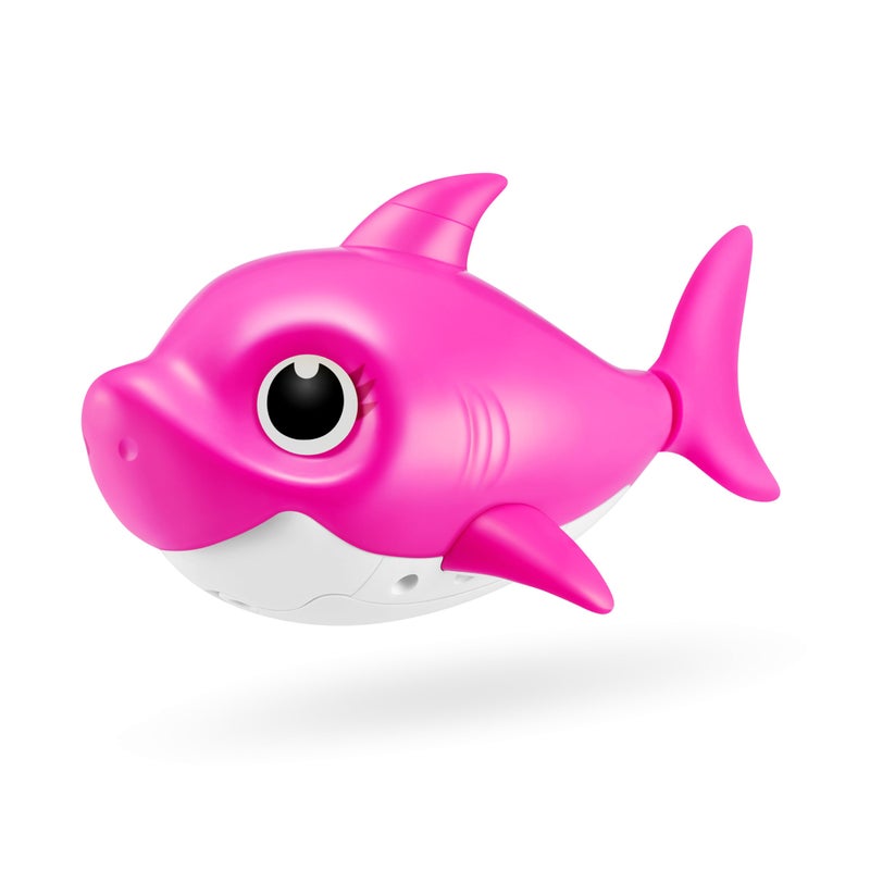 Robo Alive Junior Baby Shark New Silicon Fins Version Singing and Swimming Mommy Shark (Pink) by ZURU - Image 1