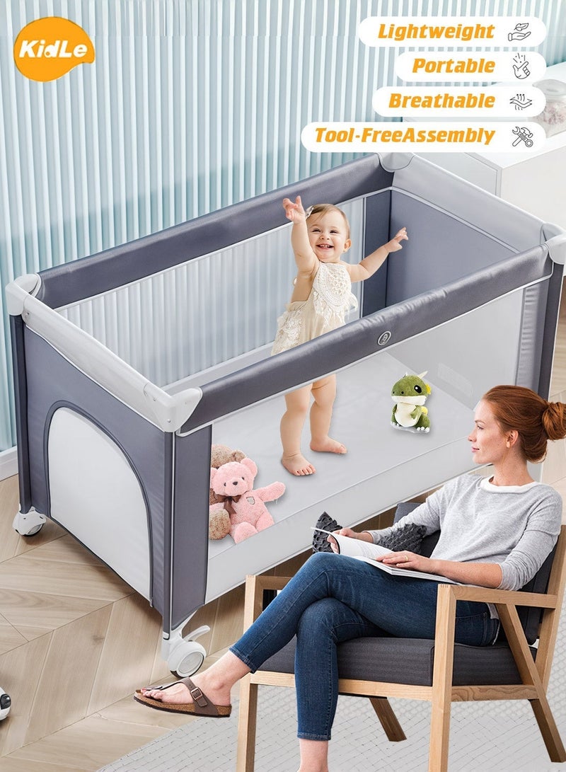 MaBaby Portable Baby Playpen /Baby Bed - Foldable Infant Play Yard, Breathable Mesh Safety Pen for Toddlers, Indoor/Outdoor Activity Center (with Travel Bag) - Image 5