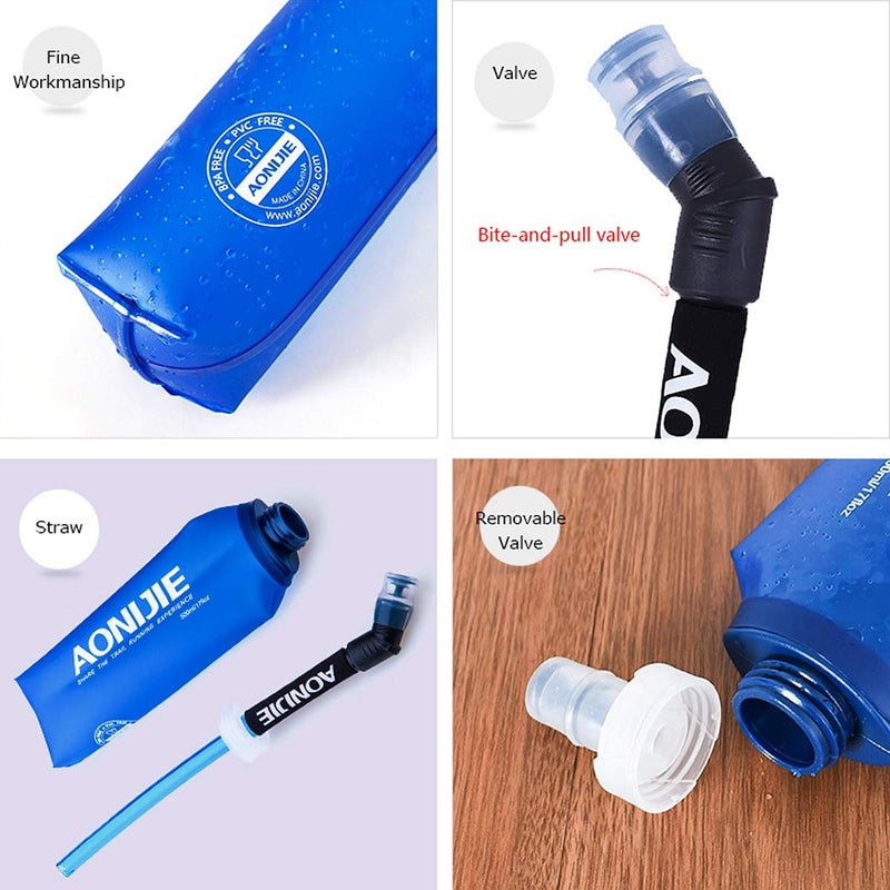 AONIJIE 2 Pack Soft Water Bottle, TPU Collapsible Flask Foldable Bottles for Hydration Pack, BPA-Free, for Running Hiking Cycling Climbing (2 Pcs - 500ml) - Image 5
